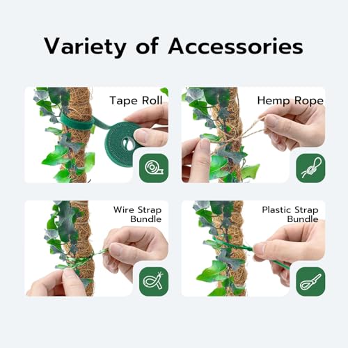 Mcbazel Bendable Moss Pole for Plants 47 Inch, Monstera Plant Support Stake with 7mm Aluminum Core, Coconut Coir Climbing Pole for Monstera Pothos Philodendron, Complete Kit with Ties & Rope - size: 1x120CM/47inch