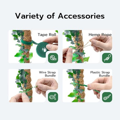 Mcbazel Bendable Moss Pole for Plants 47 Inch, Monstera Plant Support Stake with 7mm Aluminum Core, Coconut Coir Climbing Pole for Monstera Pothos Philodendron, Complete Kit with Ties & Rope - size: 1x120CM/47inch