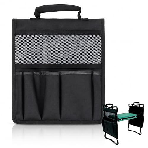 1 Pack Garden Pouches for Kneeler, Portable Tool Storage With Handle, Size Bags Multiple Storage Pockets Organizer for Outdoor Gardening Kneeling Stool, Gifts for Women,Mom & Dad Nylon and Latex