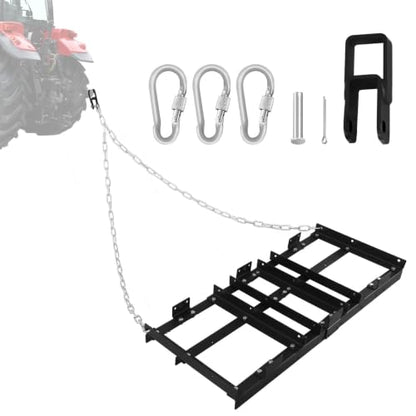 Heavy Duty 4FT Drag Harrow Driveway Grader, Tow-Behind Landscape Rake with 16FT Chain for ATV, UTV, Tractor – Ideal for Gravel, Soil, Sand Leveling and Lawn Maintenance - size: 4 FT