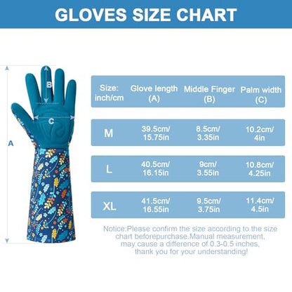 Gardening Gloves for Women, Rose Pruning Thorn Proof Women garden gloves, with Long Forearm Protection for garden Work - size: Large