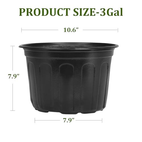 OUPSAUI 2/3/5 Gallon Pots for Plants,Flexible Gallon Plastic Nursery Pots with Drainage Holes, Plastic Pots for Outdoor Plants (3Gal-24pcs) - size: 3Gal-24pcs