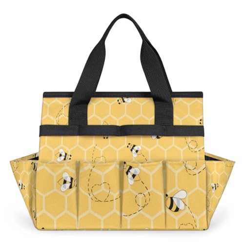 Yellow Bee Gardening Tool Bag,Heavy Duty Garden Tote Bag,Portable Oxford Gardening Storage Basket Organizer Handbag with Pockets Handle,Hand Tools Gifts for Outdoor Garden Lawn Yard - color: color-5