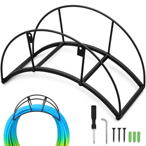 Heavy Duty Metal Garden Hose Holder Wall Mount – Outdoor Hose Hanger, Water Hose Holder, Garden Hose Rack, Beam Hose Rack, Extension Cord Holder Wall Mount (BLACK) - size: 8.27in
