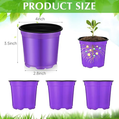 Havawish 150 Pcs 4 Inch Nursery Pots with Drainage Holes, Purple - color: Purple