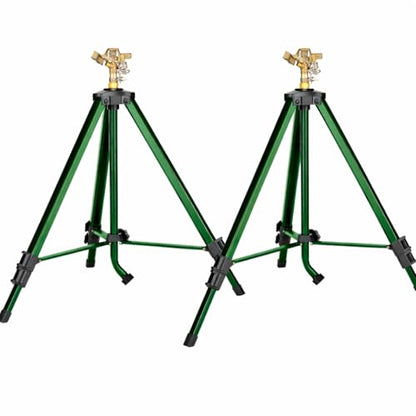 2-Pack Orbit 1/2 -inch Heavy-Duty Brass Impact Sprinkler on Adjustable 22-48-inch Metal Tripod Base - style: 2-Pack Brass Impact Sprinkler