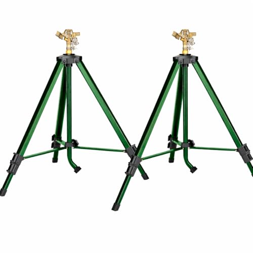 2-Pack Orbit 1/2 -inch Heavy-Duty Brass Impact Sprinkler on Adjustable 22-48-inch Metal Tripod Base - style: 2-Pack Brass Impact Sprinkler