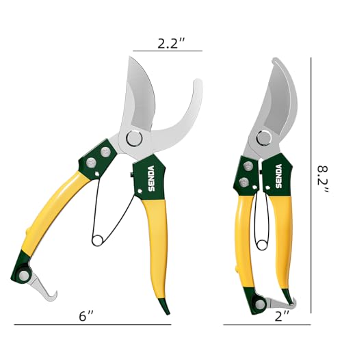 8" Bypass Pruning Shears, Pruning Shears for Gardening with Anti-Rust SK-5 Blades, Garden Clippers with Non-Slip Handle for Dry Stems and Small Branches - style: 8'' pruning shears