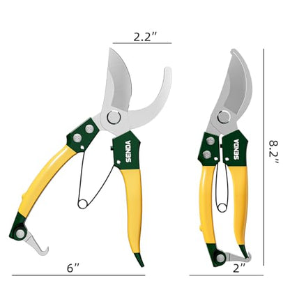 8" Bypass Pruning Shears, Pruning Shears for Gardening with Anti-Rust SK-5 Blades, Garden Clippers with Non-Slip Handle for Dry Stems and Small Branches - style: 8'' pruning shears