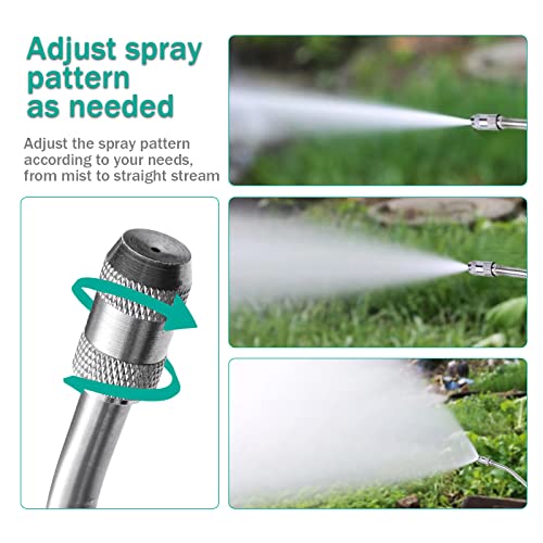 Pump Sprayer Wand,Adjustable Universal Sprayer Wand with 3/8" Brass Barb, Stainless Steel Replacement Sprayer Wand with Shut off Valve (1/4" & 3/8" Barbs Sprayer Wand)
