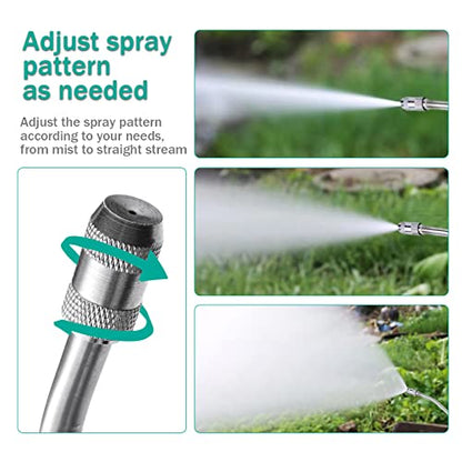 Pump Sprayer Wand,Adjustable Universal Sprayer Wand with 3/8" Brass Barb, Stainless Steel Replacement Sprayer Wand with Shut off Valve (1/4" & 3/8" Barbs Sprayer Wand)