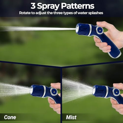 HugeDawn Garden Hose Nozzle, Heavy Duty Metal Sprayer Nozzle, Non-Slip Thumb Control, 3/4" GHT High Flow for Quick Watering & Cleaning (Blue) - color: Blue