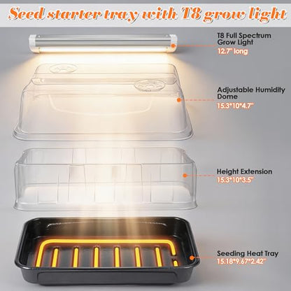 Seed Starter Tray with Grow Light and Heated Base for Faster Germination
