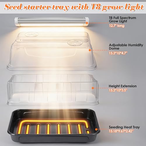 Seed Starter Tray with Grow Light and Heated Base for Faster Germination