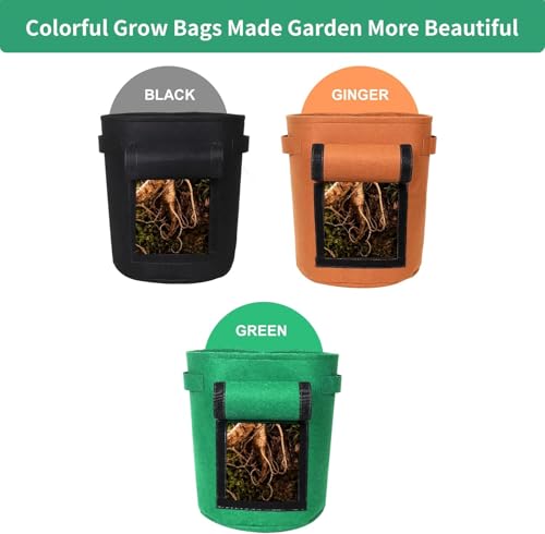 5-Pack 7 Gallon Grow Bags with Harvest Window 300g Thickened Nonwoven Fabric Heavy Duty Plant Pots for Vegetables, Potato, Tomatoes Carrots Gardening Containers with Handles Orange