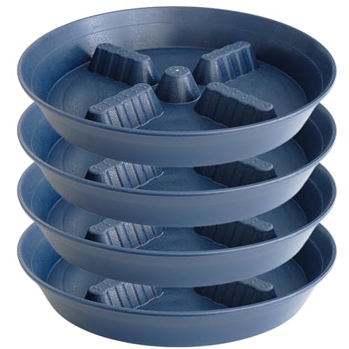 4 Pack Plant Saucer 10 inch, 8 12 14 17 inch, Plant Stand Plastic Plant Saucers for Indoors Outdoor, Heavy Duty Flower Plant Risers for Inside Pots, Pot Saucers for Plants, Grow Bags Saucers - color: Blue, size: 10"-4 Pack