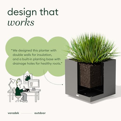 Veradek Block Series Cube Planter - Square Outdoor Planter - color: Gray, size: Medium - 2 Pack