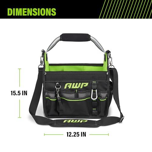 AWP Tool Bags, Premium Tool Bag, Black, Durable Tool Tote, for Professionals and Contractors - size: 12 Inch, style: Tool Tote