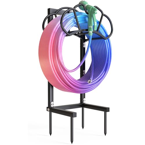 Qatsrin Garden Hose Holder Holds 160ft, Rustproof Water Hose Storage, Black - color: Black