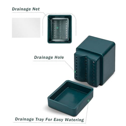 D'vine Dev 3-Pack Plastic Herb Planter Pots, 4 in, Green, 76-Y-C-1 - color: Green, size: 12 Inch x 4.5 Inch