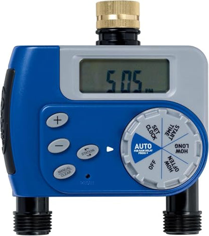 3-Pack Orbit 27133 2-Outlet Hose Watering Timer (2 Outlet Brass) - Dual Outlet Timer for Efficient Garden Irrigation