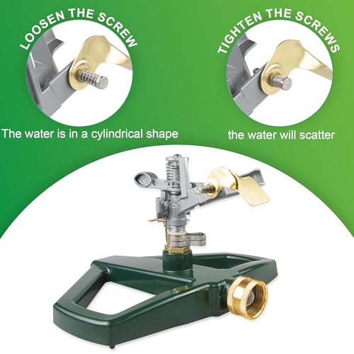 Sprinklers for Yard with Metal Base, Heavy Duty Sprinklers 360 Degree Rotating, Adjustable Zinc Alloy Sprinkler for Yard, Garden, Lawn and Large Areas