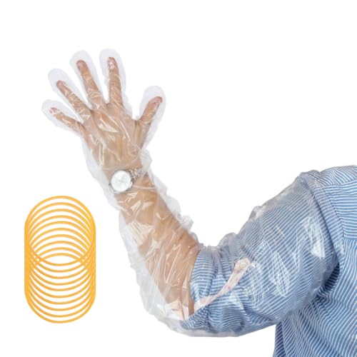 50Pcs Veterinary Insemination Rectal Long Gloves Disposable Plastic Full Arm 35.5inch for Field Dressing