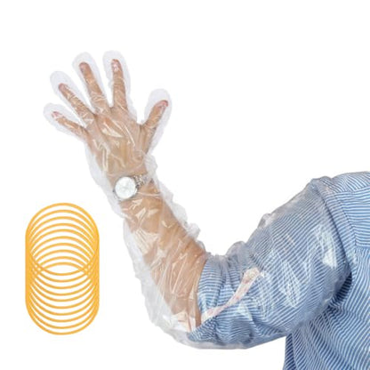 50Pcs Veterinary Insemination Rectal Long Gloves Disposable Plastic Full Arm 35.5inch for Field Dressing