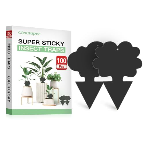 100 Pack Gnat Killer Sticky Traps for Plants - Black Fungus Gnat Sticky Trap for Indoor Houseplants, Fruit Flies, Whiteflies, Aphids - Family Friendly Design, Flower and Cloud Shapes - color: Black, size: 100 PCS