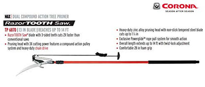 Corona TP 6870 MAX RazorTOOTH DualCOMPOUND Action 14-ft. Tree Pruner
