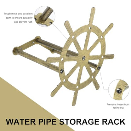 Metal Garden Hose Holder - Sturdy Hose Racks Heavy Duty Hose Hanger Wall Mounted Hose Holder Decorative Hose Stewards Reel Hose Stand for Outdoor Yards(1pc Bronze)