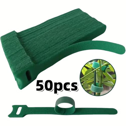 50PCS Garden Plant Ties with Hook & Loop - Reusable Adjustable Nylon Straps for Vines, Tomatoes, Stems, and Plant Support, Secure Non-Slip Fastening Clips - size: 50PCS