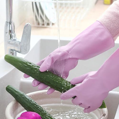 2 Pcs Long Sleeve Dishwashing Gloves, Waterproof Kitchen Cleaning Gloves - color: Pink01, size: Medium