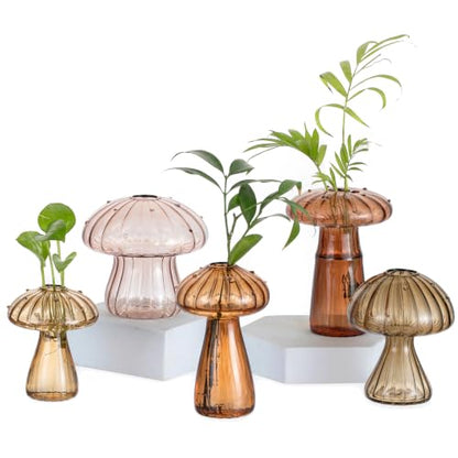 Glasseam Mushroom Plant Propagation Station, Small Glass Propagation Vases - color: Amber, size: 5