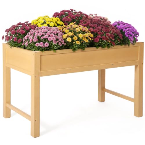 PASAMIC Raised Garden Bed with Legs, 48" HIPS Sturdy Elevated Planter Box - color: Wooden, size: 48x24x30in