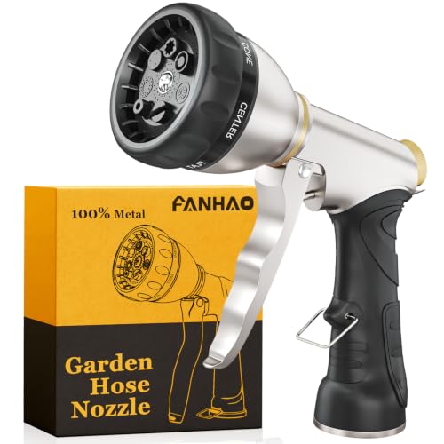 FANHAO Garden Hose Nozzle Heavy Duty, Metal Water Hose Sprayer, Leakproof - color: Black