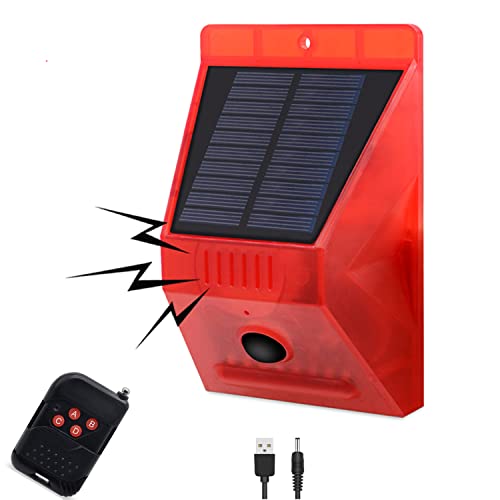 HULPPRE Solar Outdoor Motion Sensor Alarm,130db Loud Siren Lamp Noise Maker