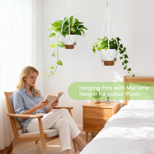 Hanging Planters - Help Plants Thrive in Low Light - color: Self Watering White(daylight), size: 10 Inch