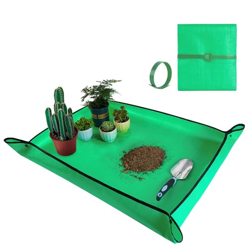 Large Repotting Mat for Plant Transplanting and Mess Control Thickened Waterproof Potting Tray Succulent Potting Mat Portable Gardening Mat Plant Gifts for Women - color: Green