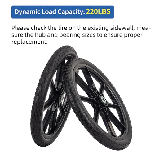GICOOL 20'' Flat Free Wheels, Compatible with Rubbermaid Wheelbarrow Tire - size: 20'' Flat Free(Deep Tread)