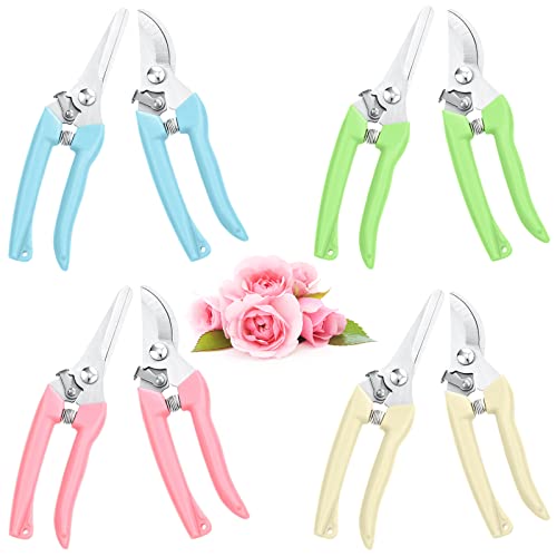 Jutom 8 Pcs Garden Shears Pruning Scissors Clippers Sharp Hand Pruners for Gardening Tools Cutting Flowers Trimming Plants Bonsai Fruits Picking, 4 Bypass Blade and 4 Straight Blade