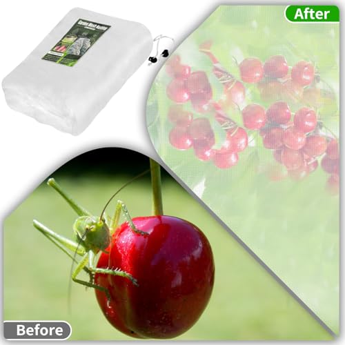 KEOHOLI Large 2 Packs Fruit Tree Netting Bags with Zipper and Drawstring, Insect Bird Barrier Netting Plant Covers for Fruit Vegetable Trees, Bushes,Flower in Garden (10 * 10ft) - size: 10*10ft (2Pack, White)
