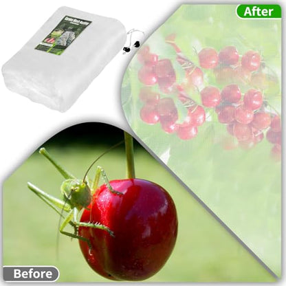 KEOHOLI Large 2 Packs Fruit Tree Netting Bags with Zipper and Drawstring, Insect Bird Barrier Netting Plant Covers for Fruit Vegetable Trees, Bushes,Flower in Garden (10 * 10ft) - size: 10*10ft (2Pack, White)