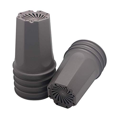 8 Pack 6.10 Inch Plastic Deep Nursery and Seedling Pots, Round Transplant Seed Starter Planter, Gray Color - color: Gray, size: 6.10 inch