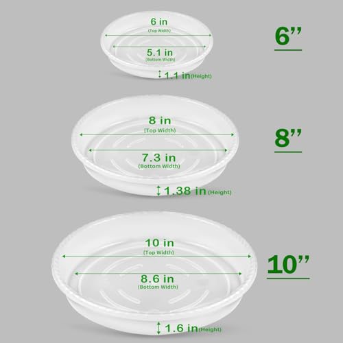 SupKing 9 Pack Plant Saucers (6inch /8inch /10inch), Heavy Sturdy Plant Trays Pot Tray for Indoor Clear Plastic Flower Pot Saucers Thicker Plant Water Drip Trays for pots- Clear - color: Clear, size: 6in/8in/10in