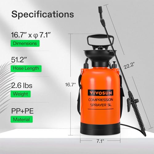 VIVOSUN 1.35-Gallon Pump Pressure Sprayer - color: Orange, size: 1.35 Gallons