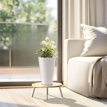 Kante Set of 2 White Plastic Round Planters 13" Tall Home & Outdoor - color: White, size: 13" H