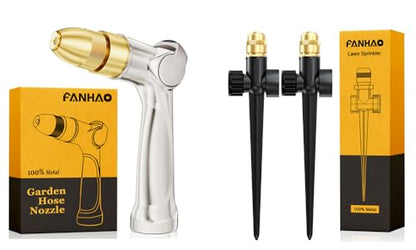 FANHAO Professional Garden Hose Nozzle + 2 Pack Lawn Sprinkler
