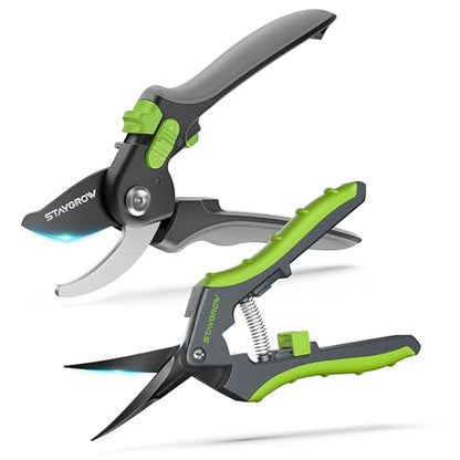 Gardening Scissors, Sharp Plant Trimming Scissors 2 Pack - size: 6.5 Inch Curved & 8.5" Bypass