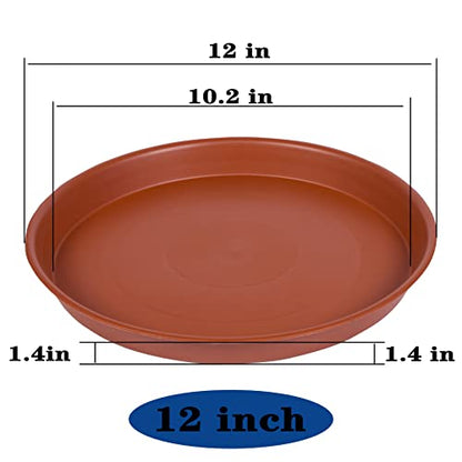 6 Pack of 12 inch Plant Saucer, Heavy Duty Plastic Planter Saucer 12" Round, Plant Tray for Pots, Flower Pot Saucers for Indoors, Flower Trays for Planter 11"/12" (12 inch, Terracotta) - size: 12" (6 pack)